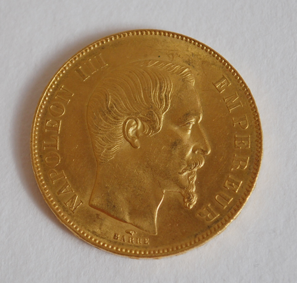 Napoléon III, Empereur – 50 Francs or (tête nue) 1855 A.