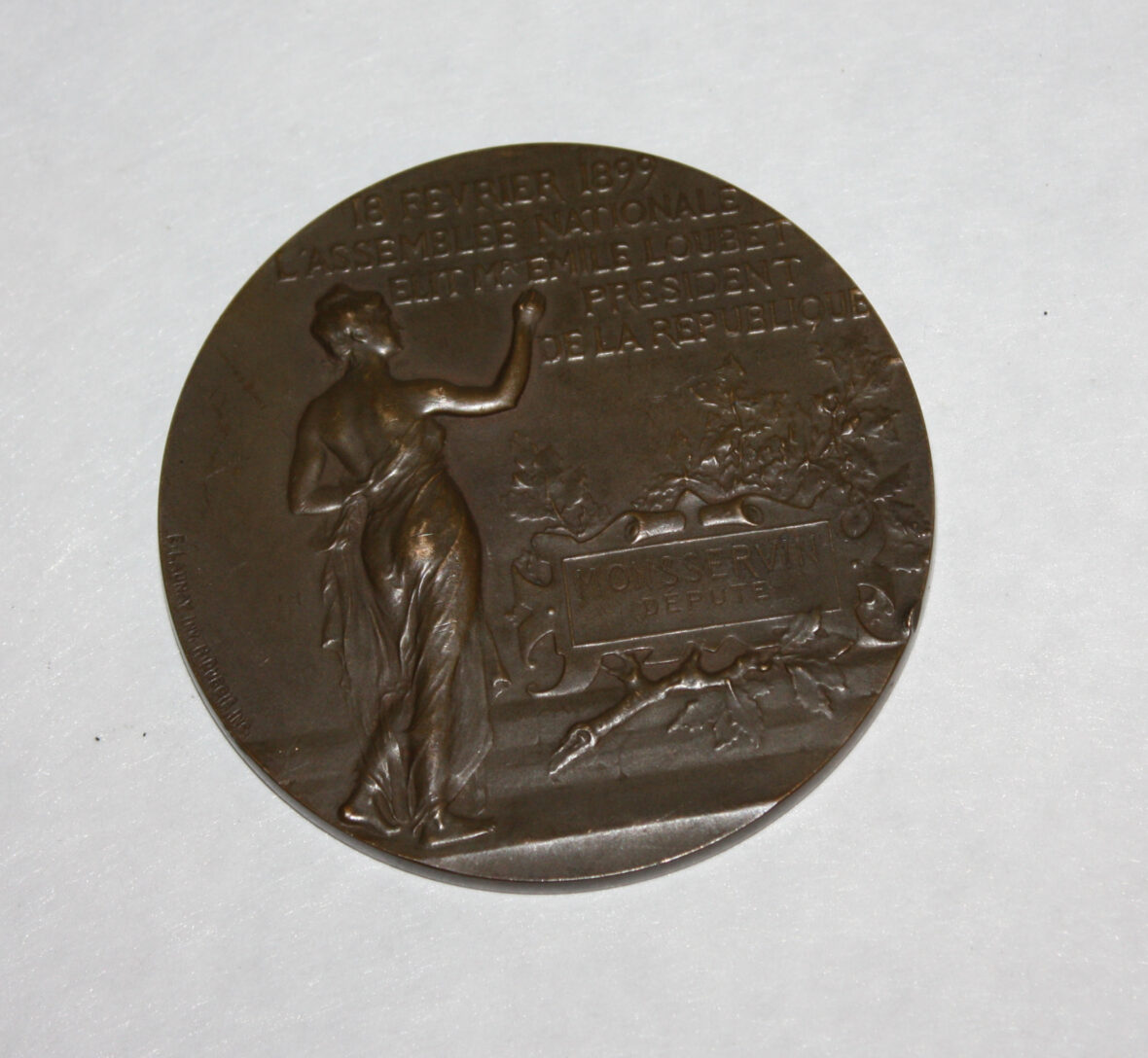 Médaille commémorative de l’élection d’Émile LOUBET, signée par Launay et Dubois.