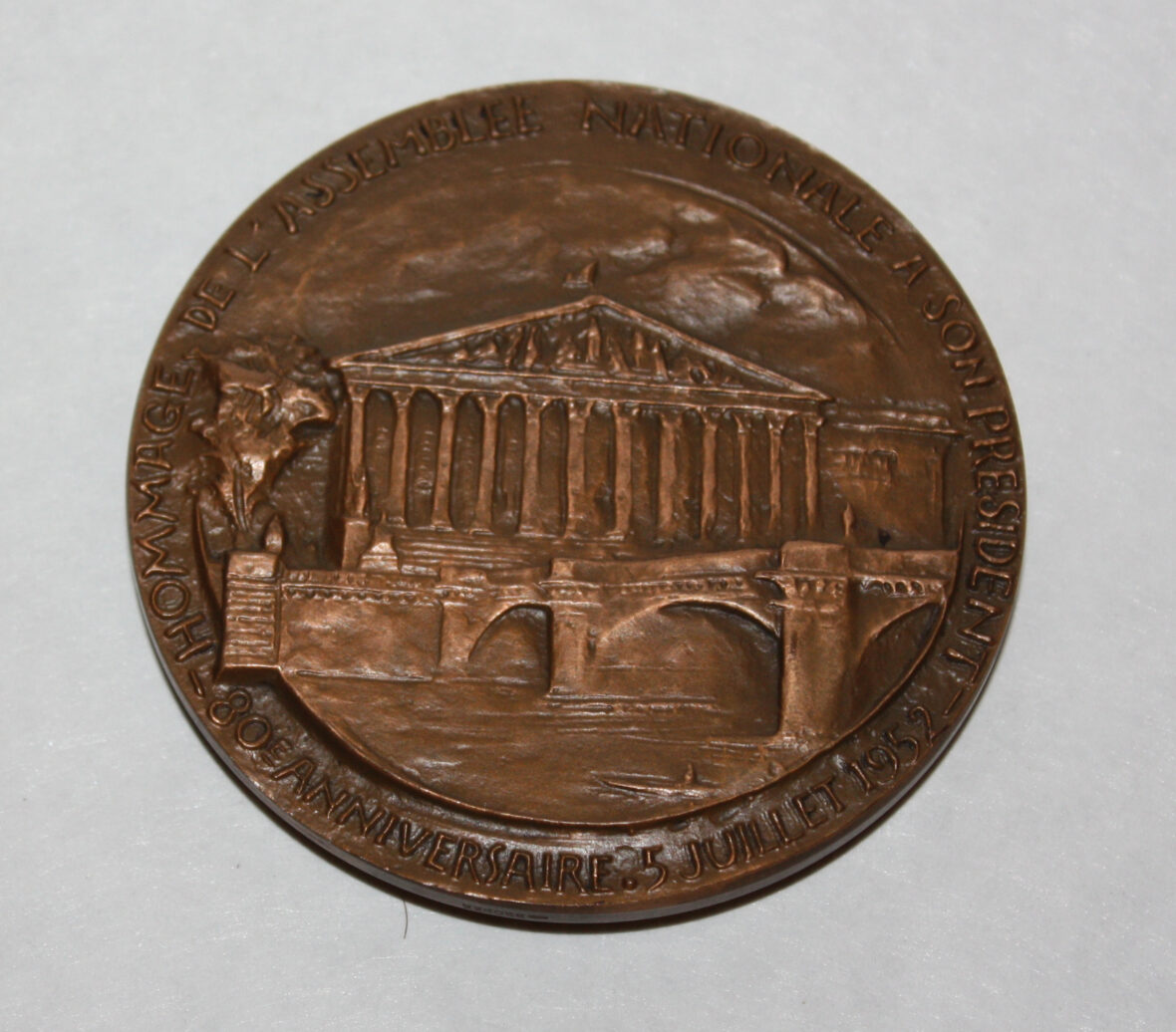 A Edouard Herriot, médaille en bronze signée par Corbin.