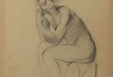 Guillaume DULAC (1868/83-1929) Femme nue assise Crayon noir. Signé et daté 1919 en bas à droite.