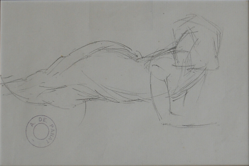 A. de PANAT (1886-1965) Études de jeunes femmes, l’une allongée, l’autre au chapeau Deux dessins à la mine de plomb sur papier