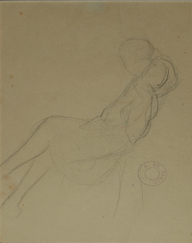 A. de PANAT (1886-1965) Études de jeunes femmes, l’une lisant Deux dessins à la mine de plomb sur papier.