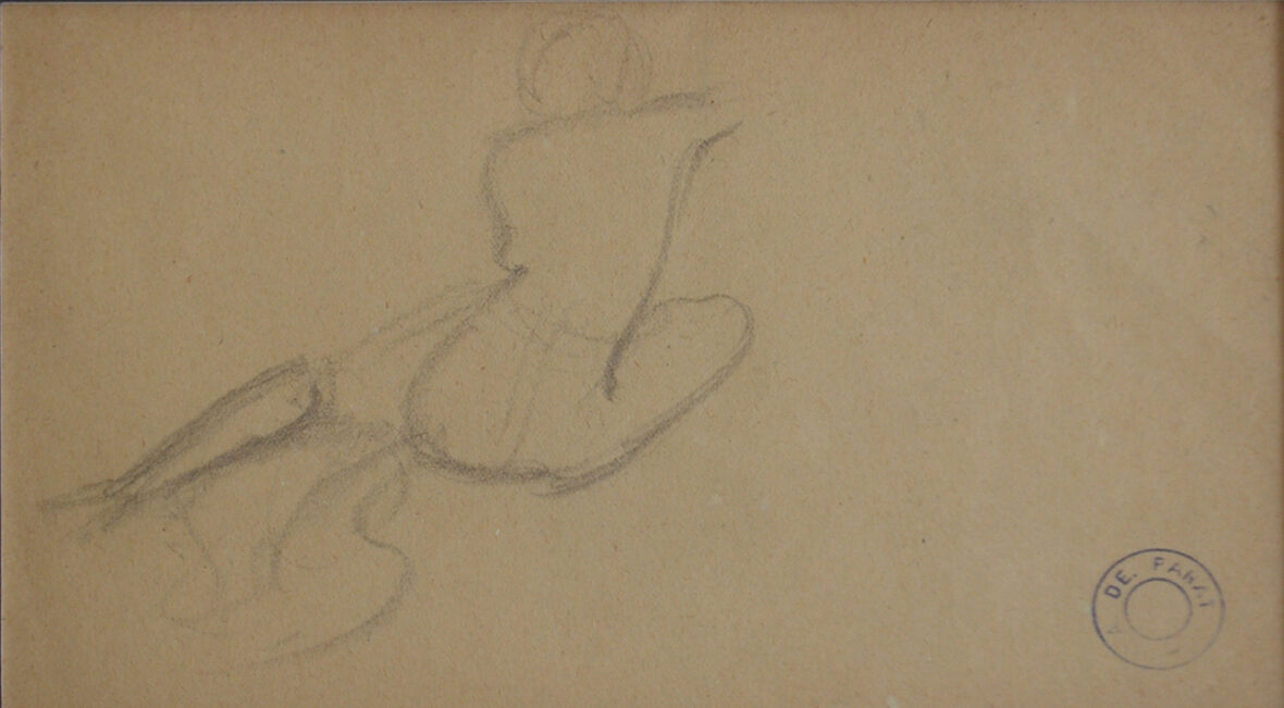 A. de PANAT (1886-1965) Études de jeunes femmes assises de dos Deux dessins à la mine de plomb sur papier.