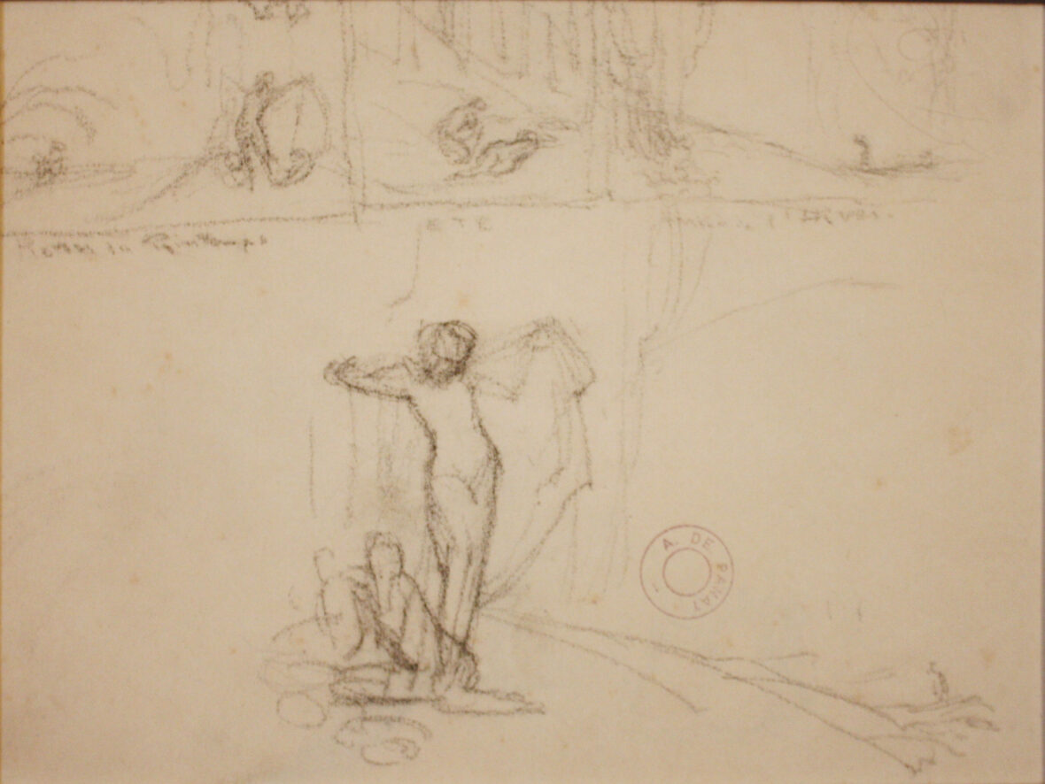 A. de PANAT (1886-1965) Études de baigneuses Deux dessins à la mine de plomb sur papier.