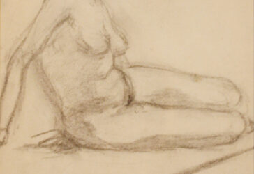 A. de PANAT (1886-1965) Étude de jeune femme nue, assise sur le côté, les jambes repliées Dessin à la mine de plomb.