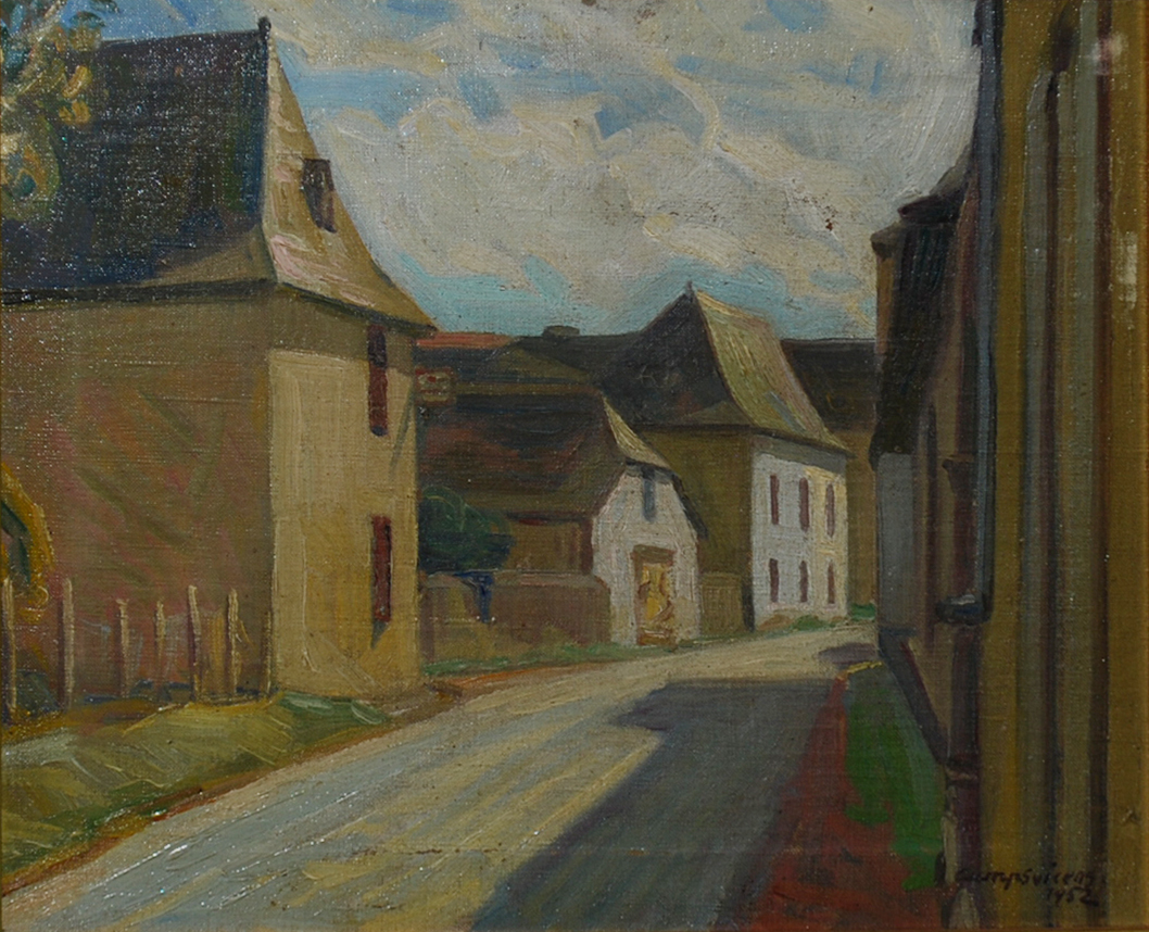 Manuel CAMPS-VICENS (1906-1986) Rue de village Huile sur toile. Signée et datée 1952 en bas à droite.