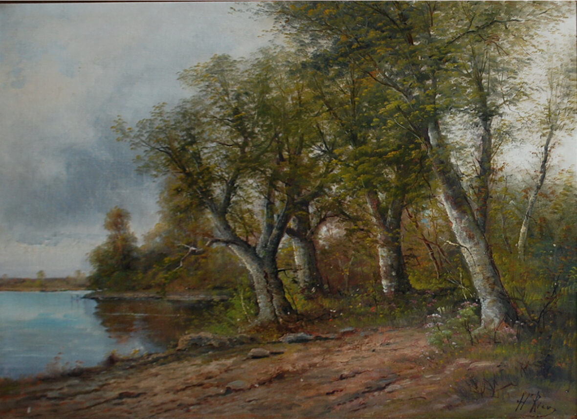 H. RIEU (XIXe siècle) Paysage Huile sur toile. Signée en bas à droite.