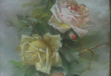 Émile DEME (XIX-XXe siècle) Rose Pastel sur papier. Signé en bas à droite.