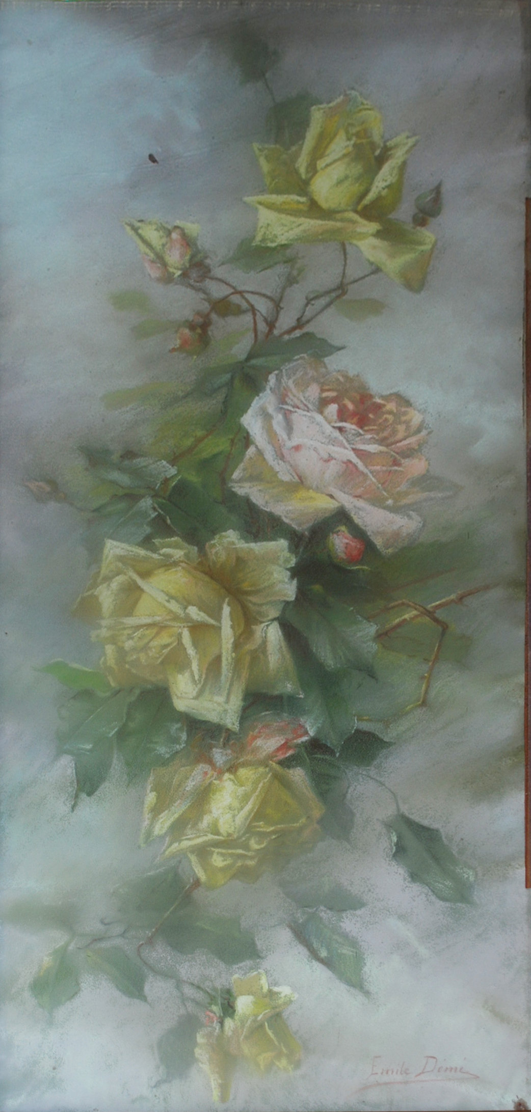 Émile DEME (XIX-XXe siècle) Rose Pastel sur papier. Signé en bas à droite.