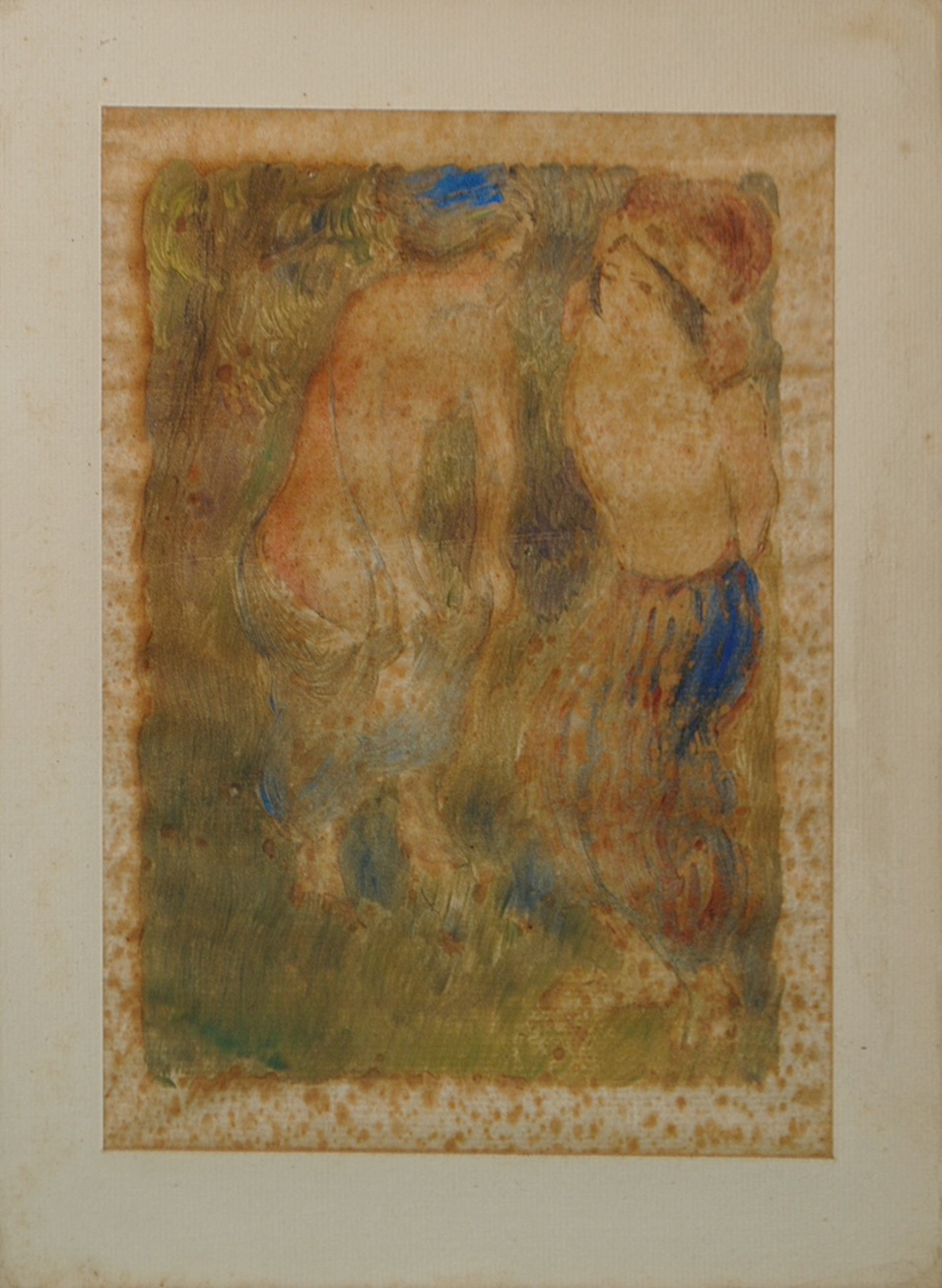 Georges MANZANA-PISSARRO (1871-1961) Baigneuses Gravure en couleur. Signée en bas à gauche dans la planche. (Mouillures).