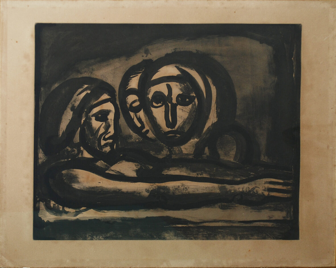 Georges ROUAULT (1871-1958) La Déposition du Christ Gravure. Monogrammée GR et datée en bas à gauche dans la planche.