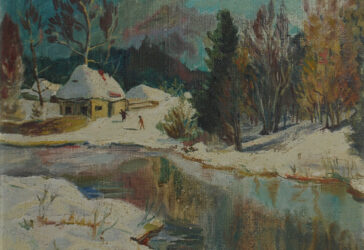 Nikolaj Ivanovic VASILEV (1892-1970) Paysage hivernal Huile sur toile. Signée en bas à droite.