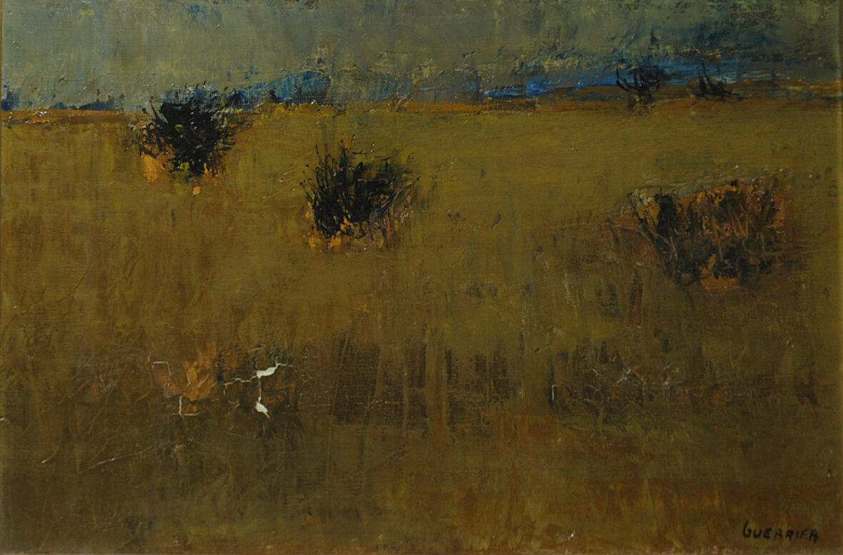 Raymond GUERRIER (1920-2002) Paysage Huile sur toile. Signée en bas à droite. (Petits manques).