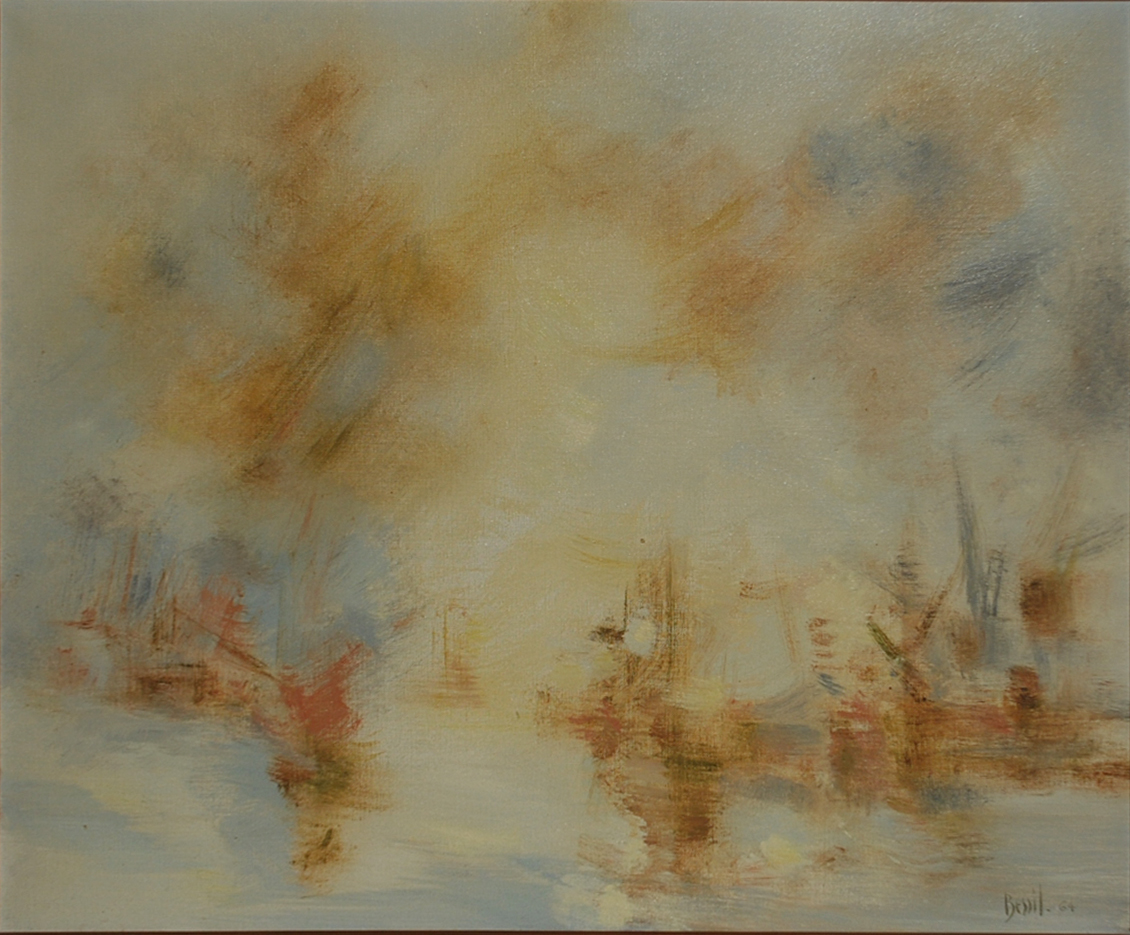 Jean-Raymond BESSIL (1916-1989) Composition abstraite Huile sur toile. Signée en bas à droite.