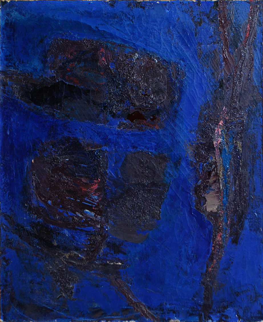Jean RUSTIN (1928-2013) Composition abstraite. Huile sur toile. Signée en bas à droite et daté 58. (Légers manques).
