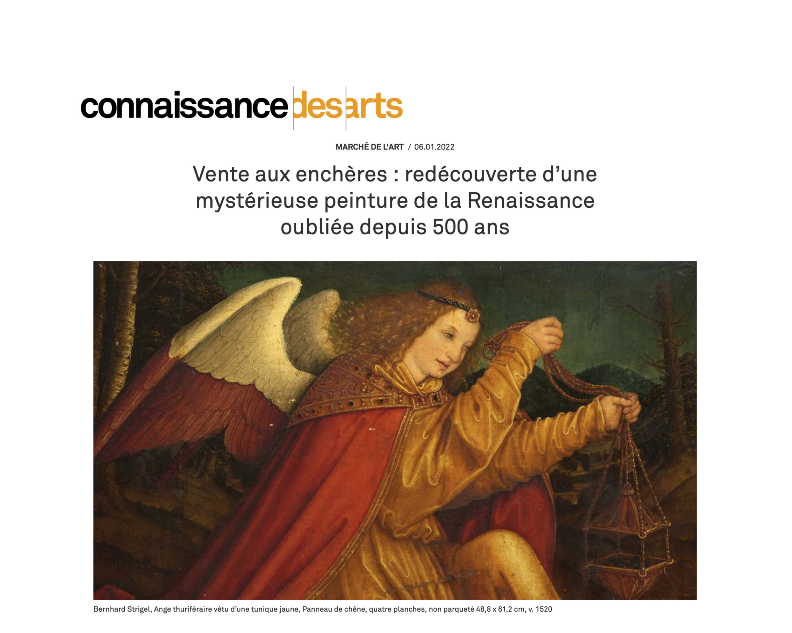 « Redécouverte d’une mystérieuse peinture de la Renaissance oubliée depuis 500 ans », 6 janvier 2022