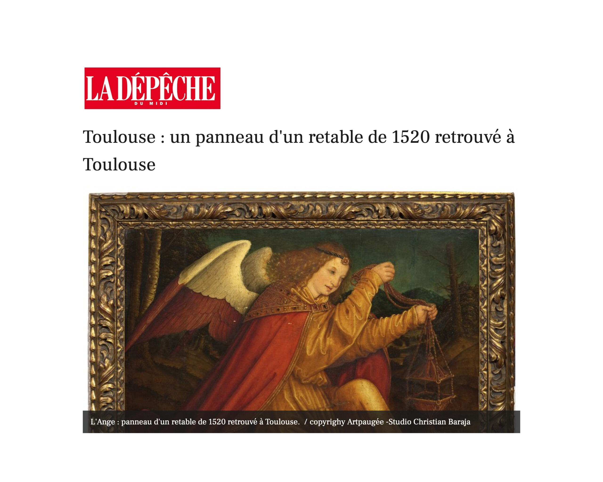 « Toulouse : un panneau d’un retable de 1520 retrouvé à Toulouse », 5 janvier 2022