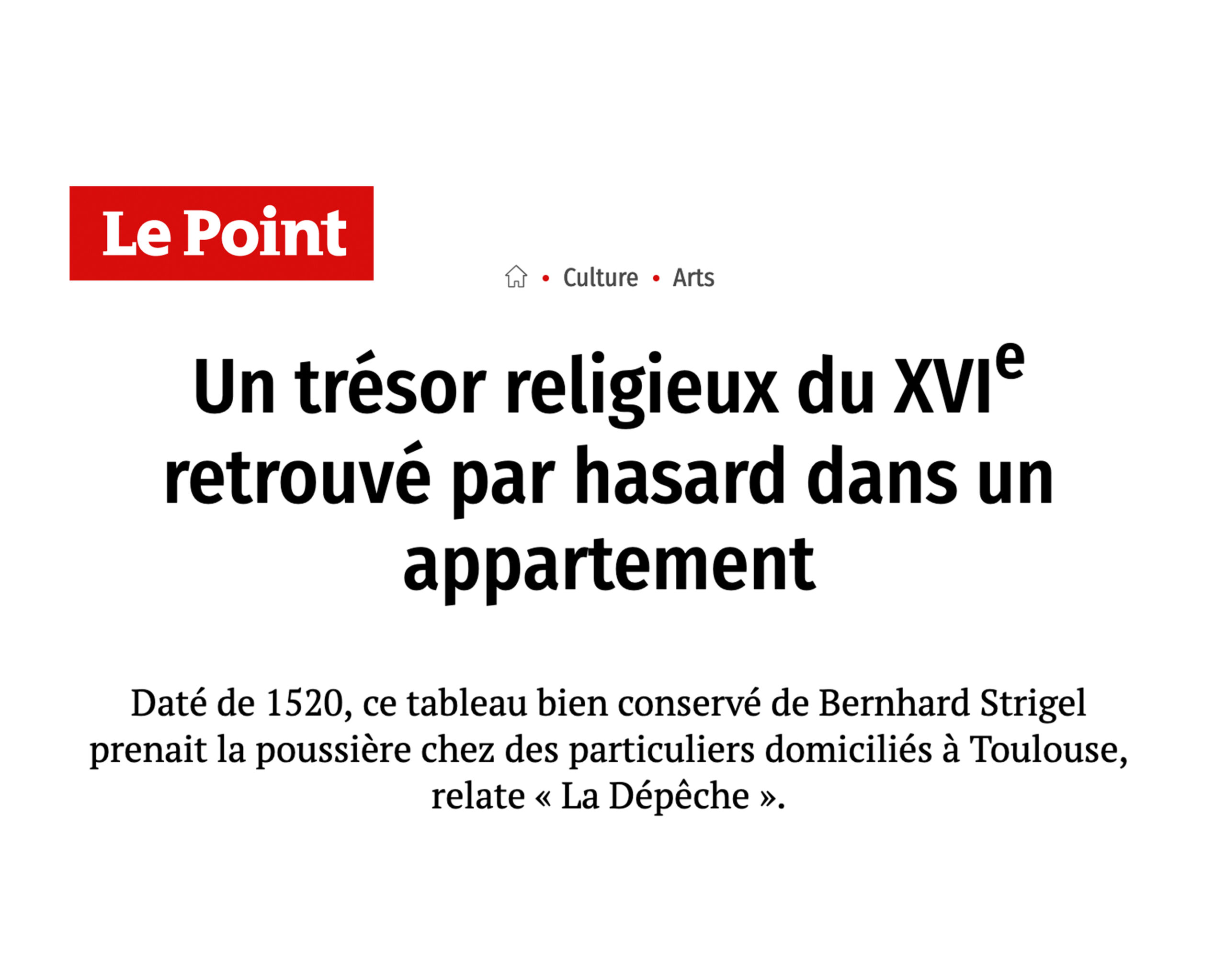 « Un trésor religieux du XVIe retrouvé par hasard dans un appartement », 6 janvier 2022