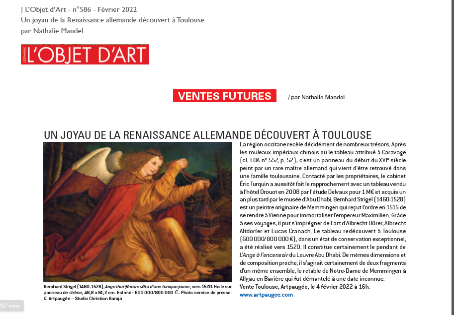 « Un joyau de la Renaissance allemande découvert à Toulouse », Février 2022