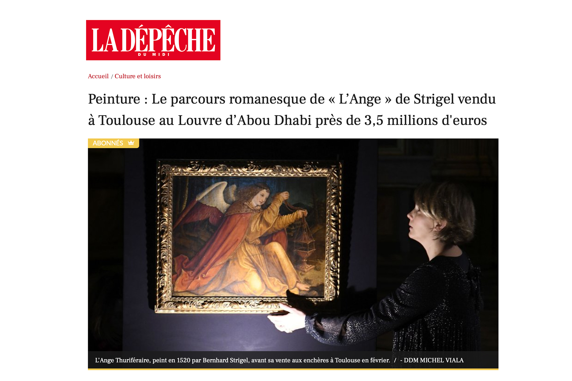 « Le parcours romanesque de L’Ange de Strigel vendu à Toulouse près de 3,5M d’euros », 1er janvier 2023