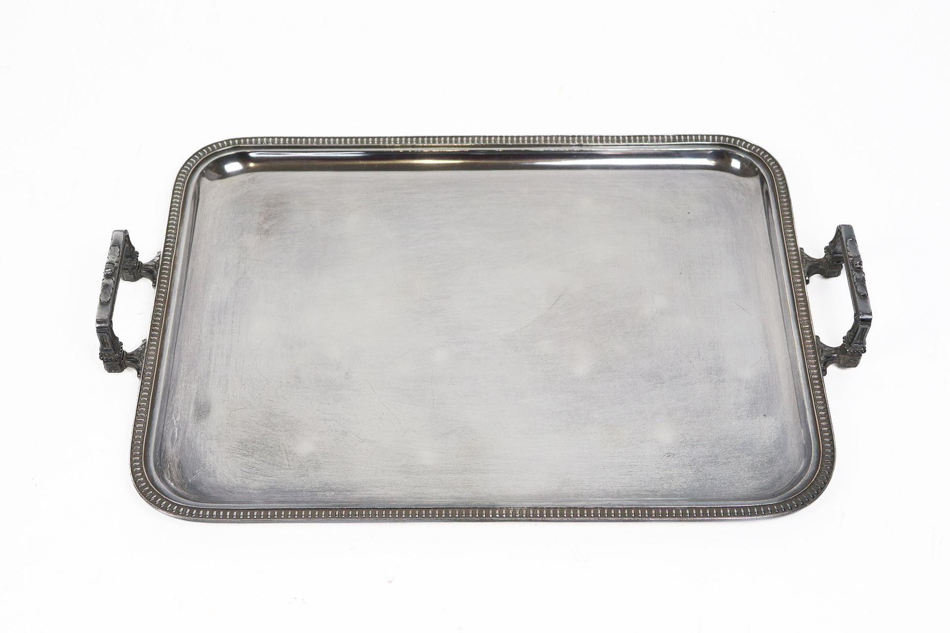 Saucière Ancienne Ercuis – Métal Argenté, Décor De Perles – Avec Plateau – Dimensions L24cm